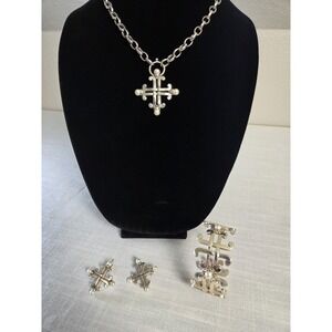 Brighton Silver Cross Motif Bracelet and Earring Set